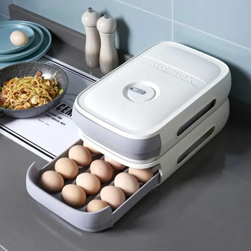 Egg Storage Container for Refrigerator Drawer Type Eggs Tray Fridge Organizer Food Containers Holder Plastic Kitchen Accessories