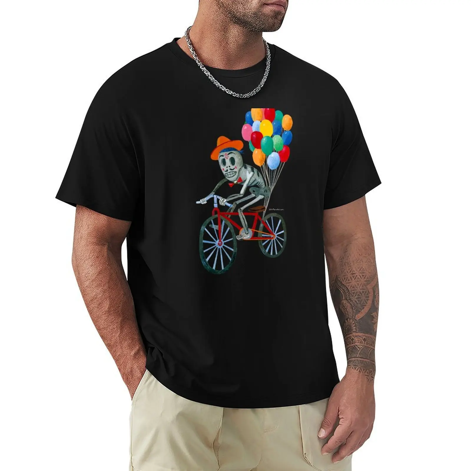 

Dia de Muertos, Seor Bicycle Ride T-Shirt Vintage Style Printed Top