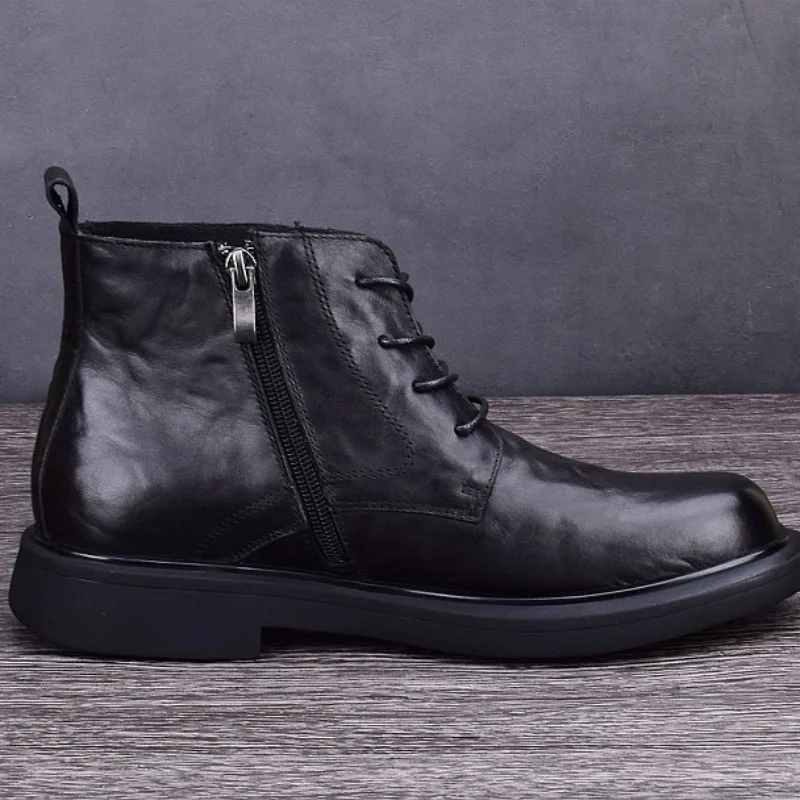Boots for Man Ankle Boots Fashion Casual High Top Leather Shoes Men's Leather Boots Men's Shoes High Top Shoes - view 2