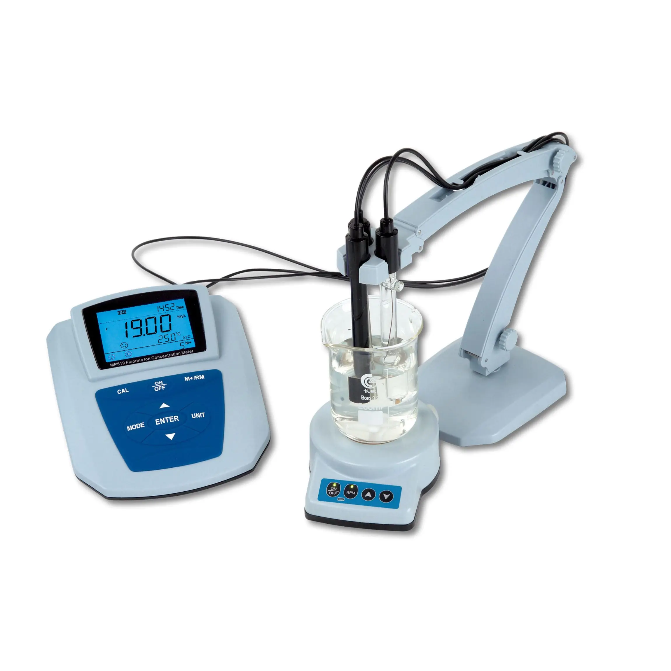 Benchtop Fluoride Meter with Ion-Selective F- Electrode and Speed-Adjustable Stirrer for Accurate Fluoride Concentration Testing