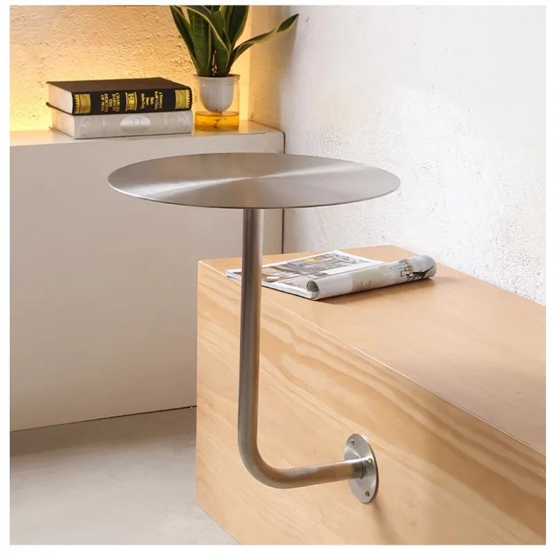 Wall Mounted Floating round Table Stainless Steel Space Saving for Small Living Room Bedroom Coffee