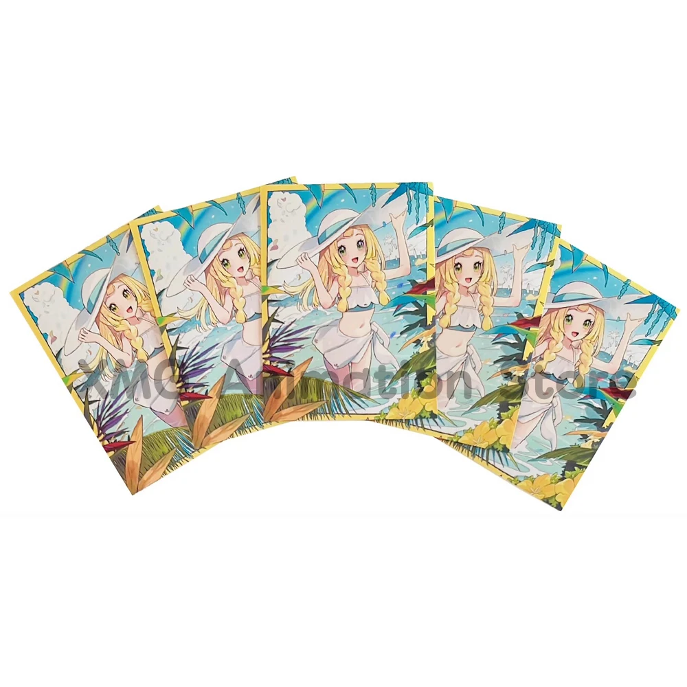 64 قطعة/المجموعة البوكيمون ليلي بطاقة كم أنيمي DIY بها بنفسك الذاتي شاطئ البحر ليلي PTCG بطاقة واقية 66*92 مللي متر