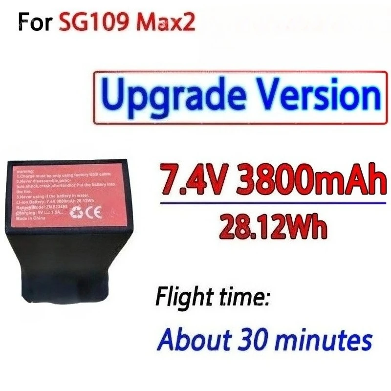 7.4V 3800mAh Drone Battery For ZLL SG109 Max 2 Replacement Battery Accessory Parts Powerful Replacement Batteries High-Capacity