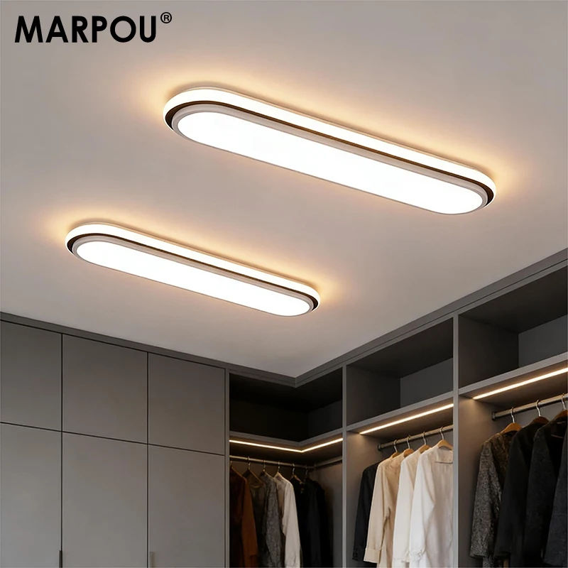 MARPOU LED Ceiling Light Modern Nordic Simple 53cm/38cm Oval Rectangular Long Strip Lamp for Corridor Foyer Bedroom Living Room