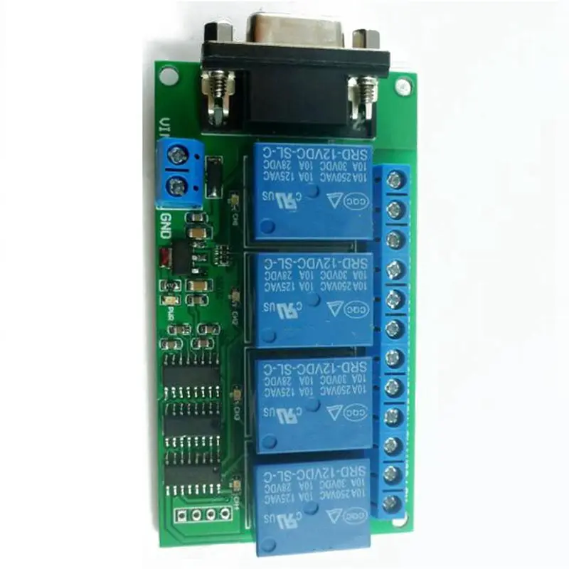 2X DC 12V 4 Channel RS232 Relay Board PC USB DB9 Interface Relay Module Serial Port Remote Control Switch-ABIU