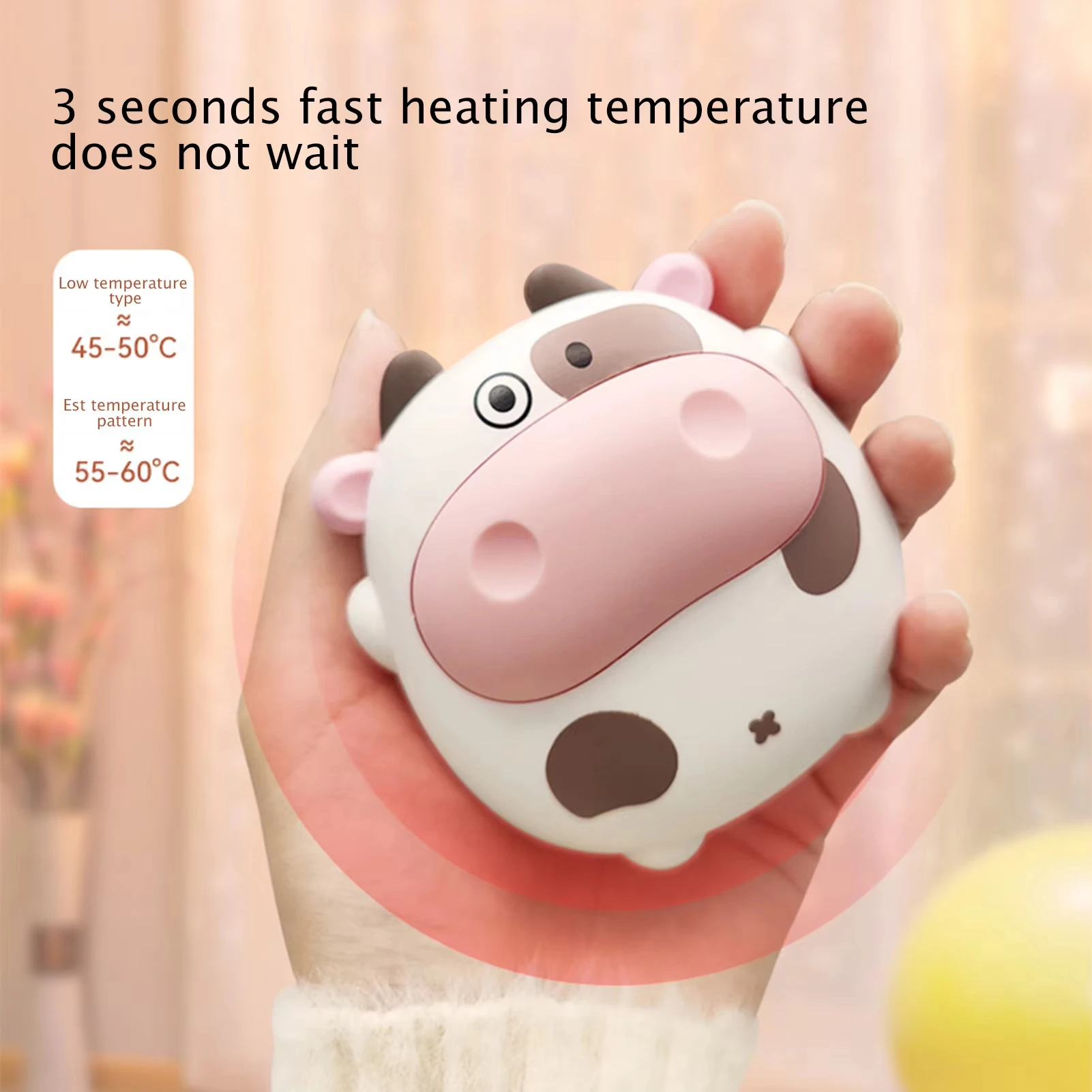 Pig and Cow Mini Portable Hand Warmer, Reusable USB Rechargeable Hand Warmer, Suitable for Outdoor Hiking and Fishing