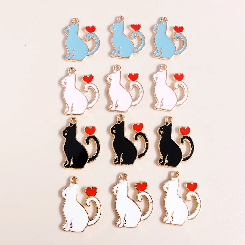 20 Stück Cartoon Tier Charms Emaille Katze Charms Anhänger für Schmuckherstellung Tropfen Ohrringe Halsketten Armbänder Zubehör DIY Geschenk – Detail 28