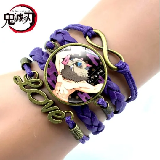 classic anime demon slayer bracelet retro figure cosplay jewelry time gem multilayer bracelets women kamado tanjirou fashion men