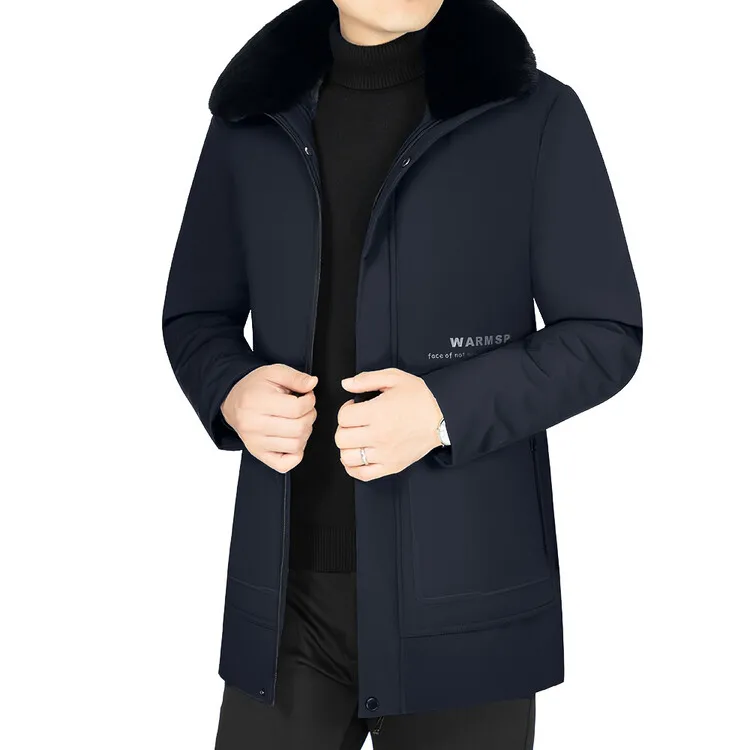 Veste en coton épaissi pour homme avec fourrure amovible, manteau mi-long, design coupe-vent et chaud, poignées UR, hiver 2023