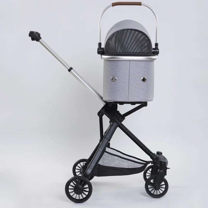 2023 new design lightweight portable travel pet trolley aluminium pet stroller dog for small dog