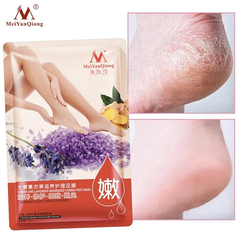 2PCS Remove Dead Skin Exfoliating Foot Mask Ginger and Lavender Nourished Caring Foot Care Mask Peeling Cuticles Heel Feet Care