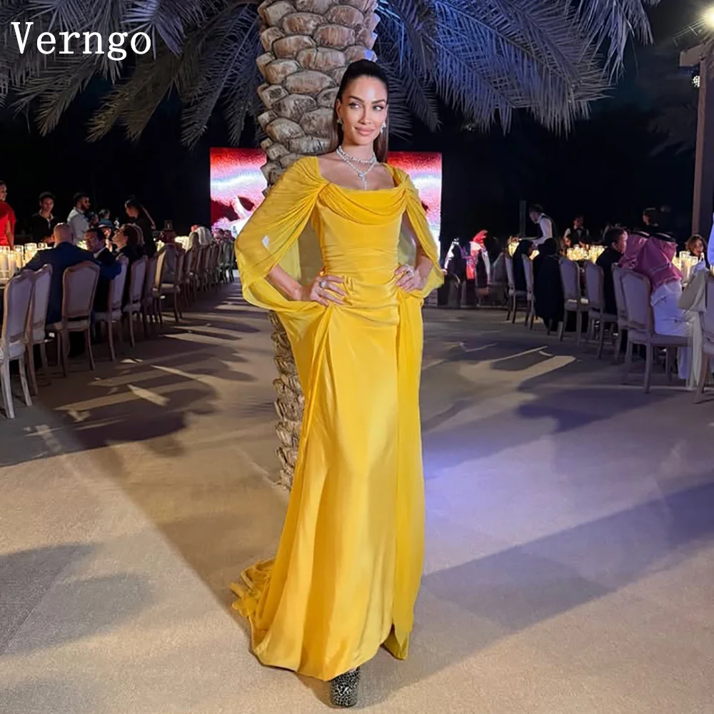 

Verngo Yellow Chiffon Evening Dress Mermaid Maxi Formal Occasion Dress Simple Elegant Prom Party Dress Customized