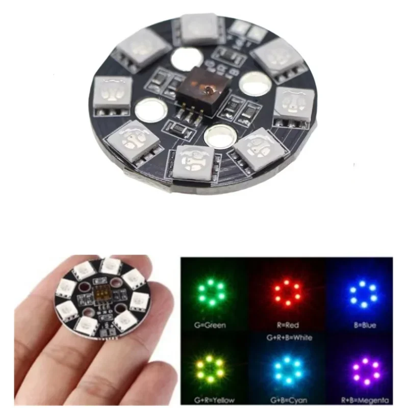 Matek RGB LED X8 16V 7 Color Round Board 5050 for FPV RC Drone Multi Rotor Helicopter Car DIY DIP Switch Light