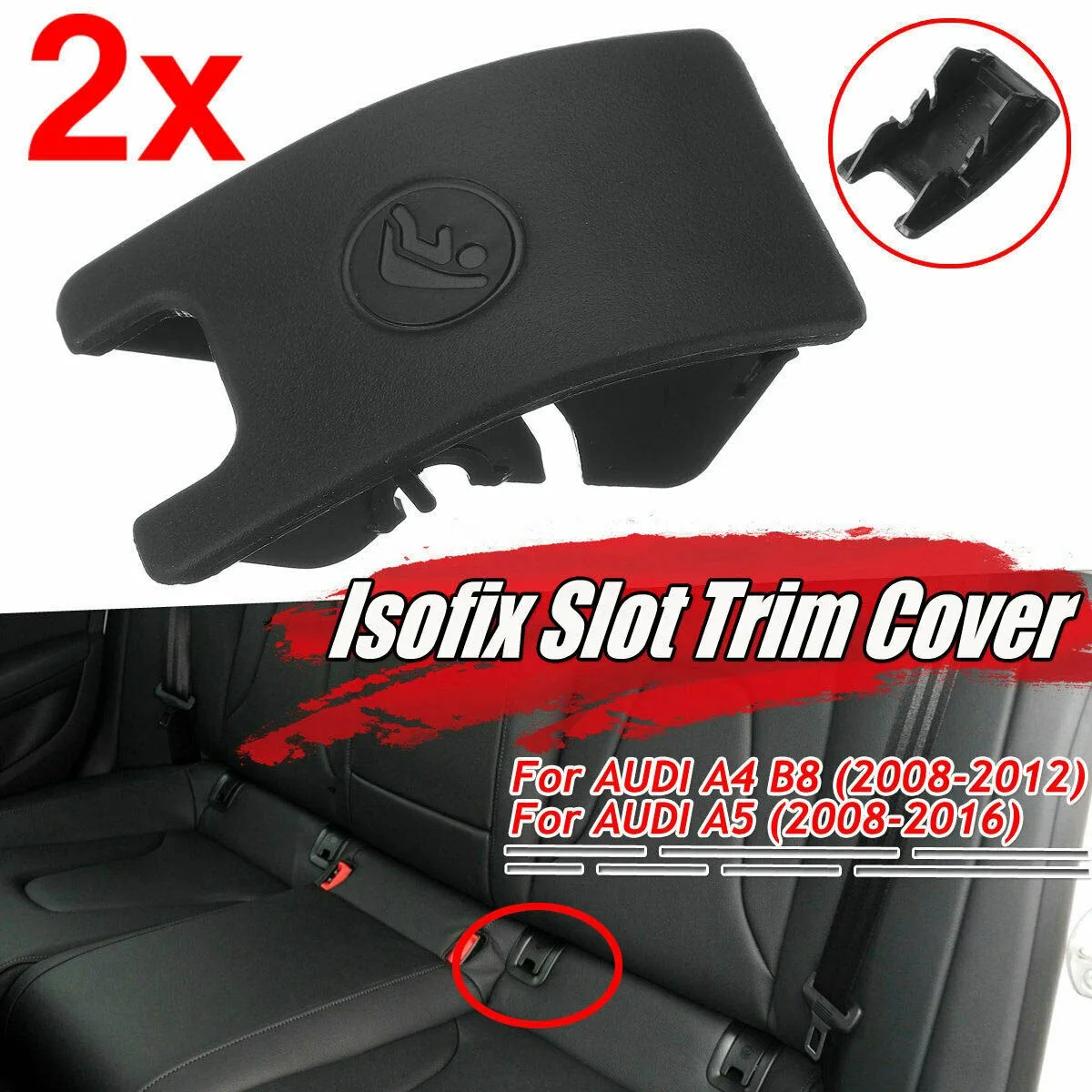 2PCS Car Rear Child Seat Anchor Isofix Slot Trim Cover Button for AUDI A4 B8 A5 8T0887187 Isofix Regulator Cover Black