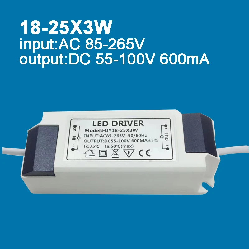 AC 85V - 265V Constant Current Power Supply Driver for 1-30X3W 600mA Diode Panel Light spotlight Ceiling Light