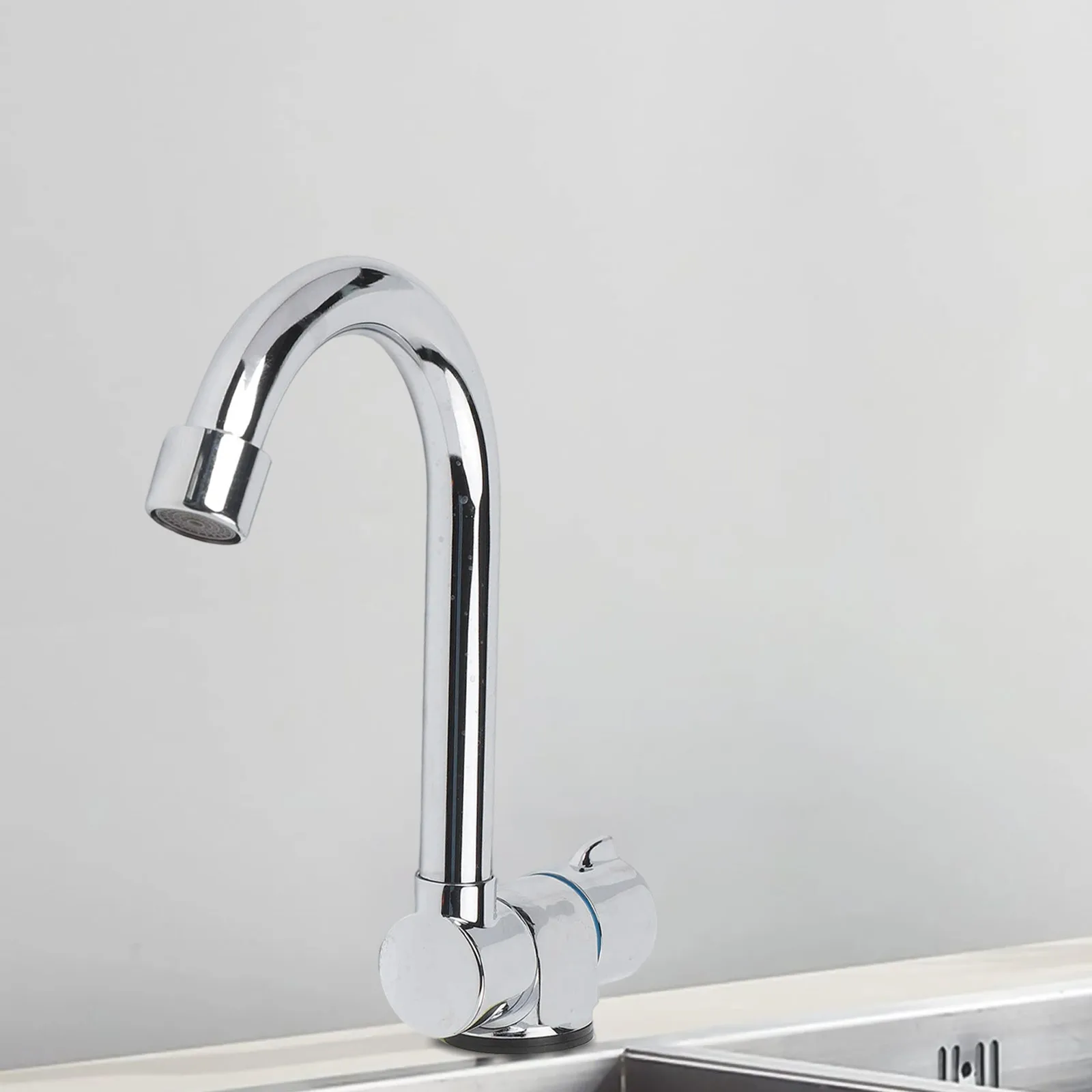 Foldable RV Faucet Stainless Steel 360° Rotating Single Cold Water Tap G1/2 Thread for RV Yacht Kitchen Sink with Chrome Finish