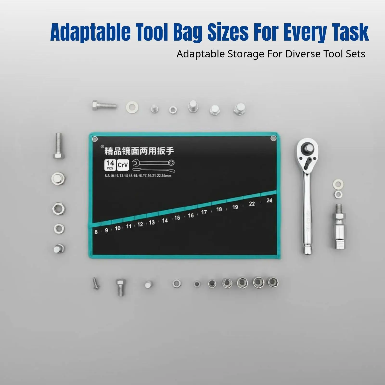 Thick Canvas Wrench Storage Bag, Doubleuse Ratchet Tool Organizer, Multi-functional Hardware Pouch