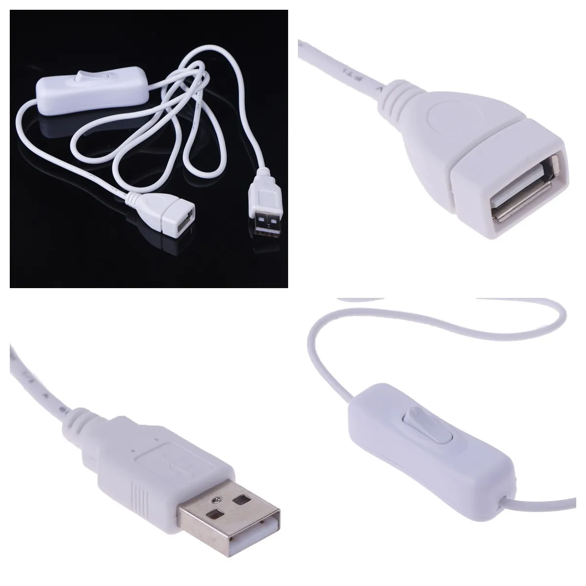 

1m USB Cable Extension cord with Switch ON/OFF Cable Extension Toggle USB Power Supply Line Durable Adapter Accessories