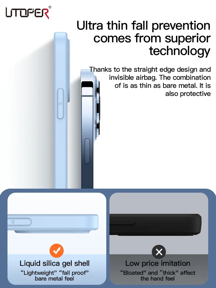 1DS casing ponsel silikon cair kotak, pelindung penuh untuk iPhone 11 12 13 14 15 Pro Max Mini X XS Max XR 7 8 Plus SE2