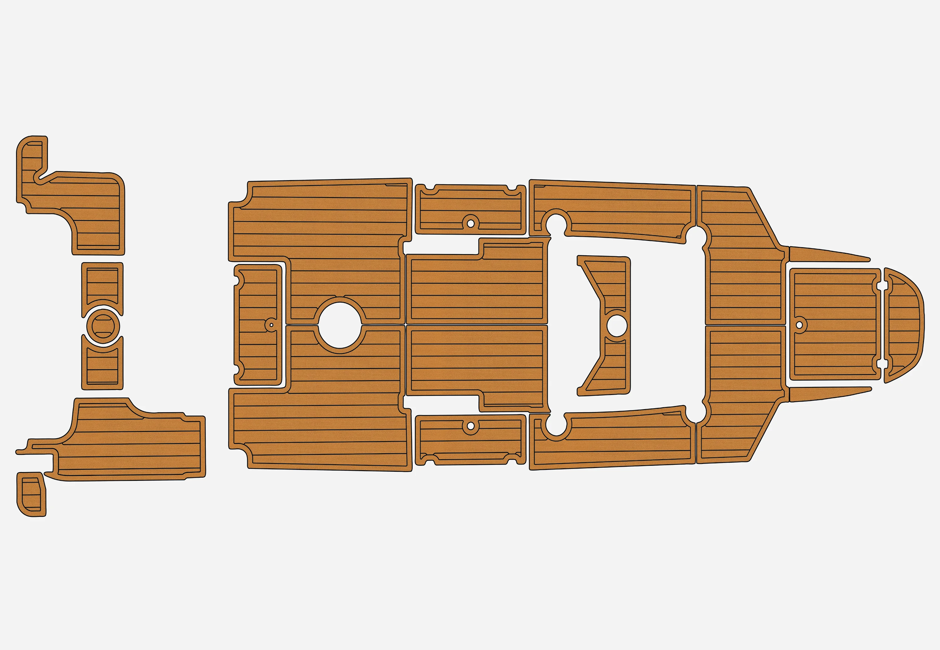 

Морской противоскользящий коврик из ЭВА под тик для лодок Mako 252 (2000-2003) с центральной консолью, самоклеящийся, 6 мм, для палубы и кокпита