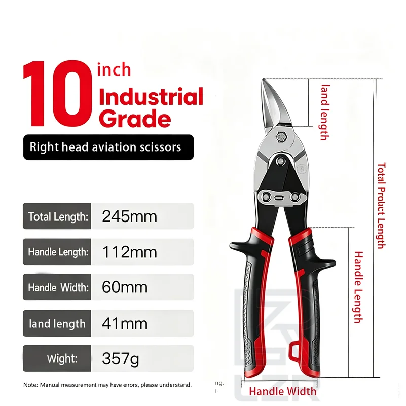 10 inch Aviation Scissor Tin Snips Metal Sheet Cutting Snip Cutter Multi-directional Scissors Industrial Professional Hand Tools