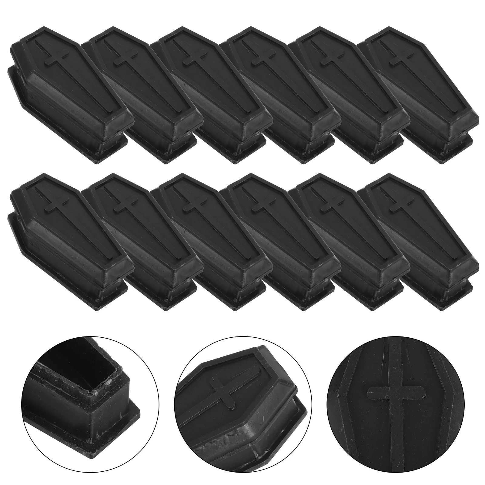 

12 Pcs Miniature Coffin Model Boxes Plastic Prop Halloween Decorations Goth Gifts Prank Toys Realistic Appearance Lightweight