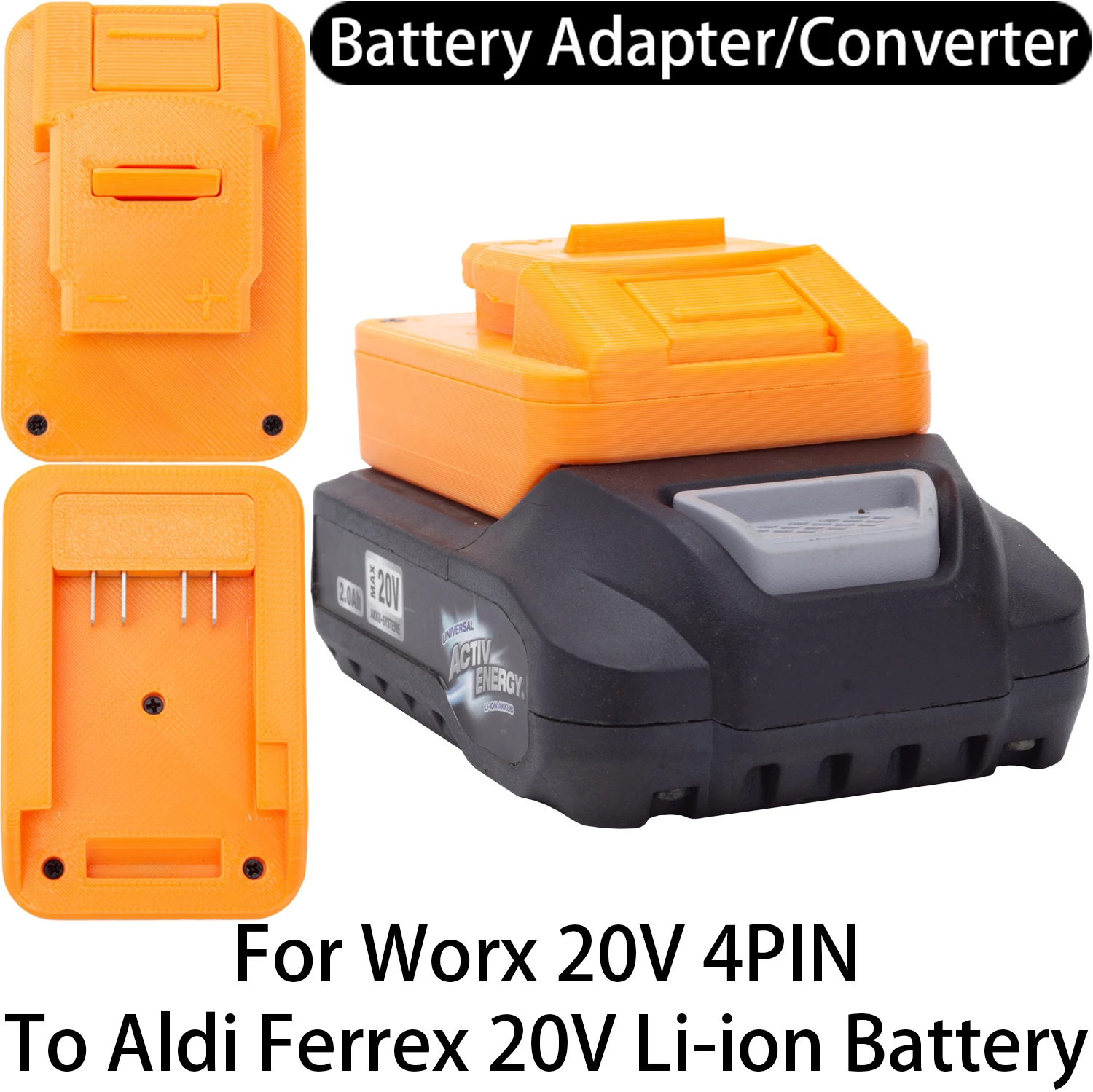 

Адаптер-конвертер для инструментов Worx 20V 4PIN Li-ion, совместимый с аккумуляторами Aldi Ferrex 20V Li-ion, аксессуар для электроинструментов