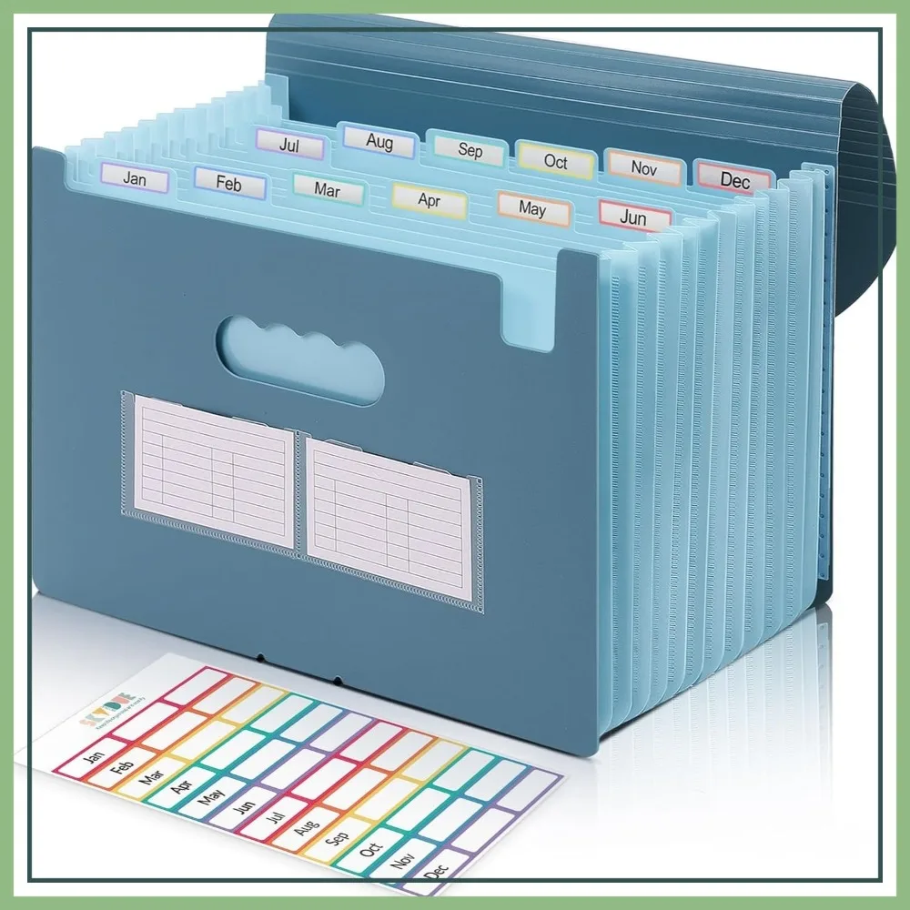 

13 Pocket Expanding File Folder, Portable Document Organizer, Letter A4 Size, Haze Blue