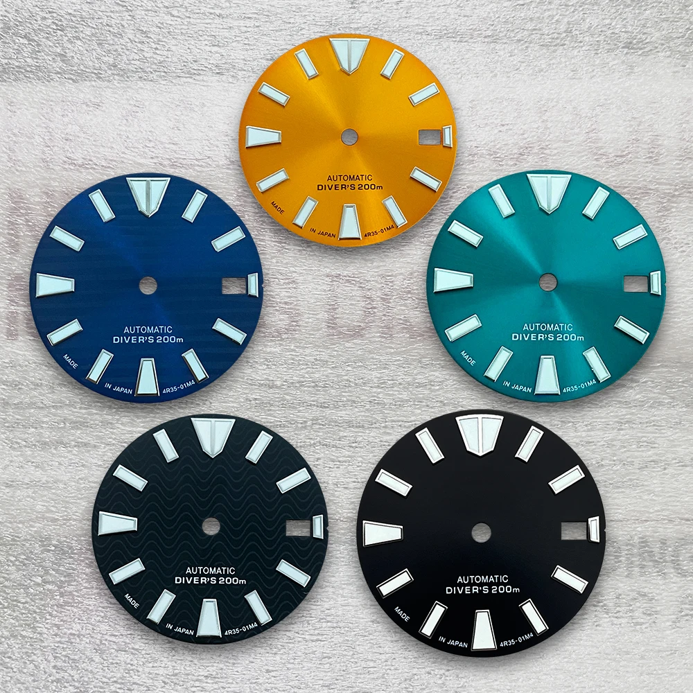 

28.5mm S Logo Stripe Dial Suitable For NH35/NH36 Movement C3 Strong Green Luminous High Quality Watch Modification Accessories