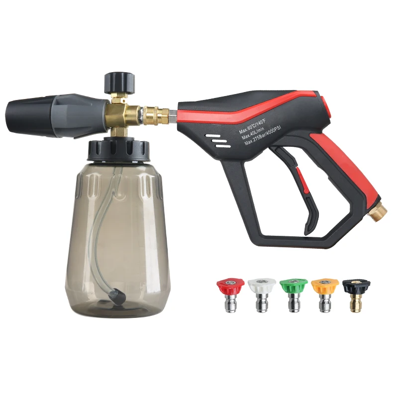 

SPS 4000 PSI High Pressure Wash Snow Foam Cannon Gun Kit 5 Color Nozzles M22-14 Fitting