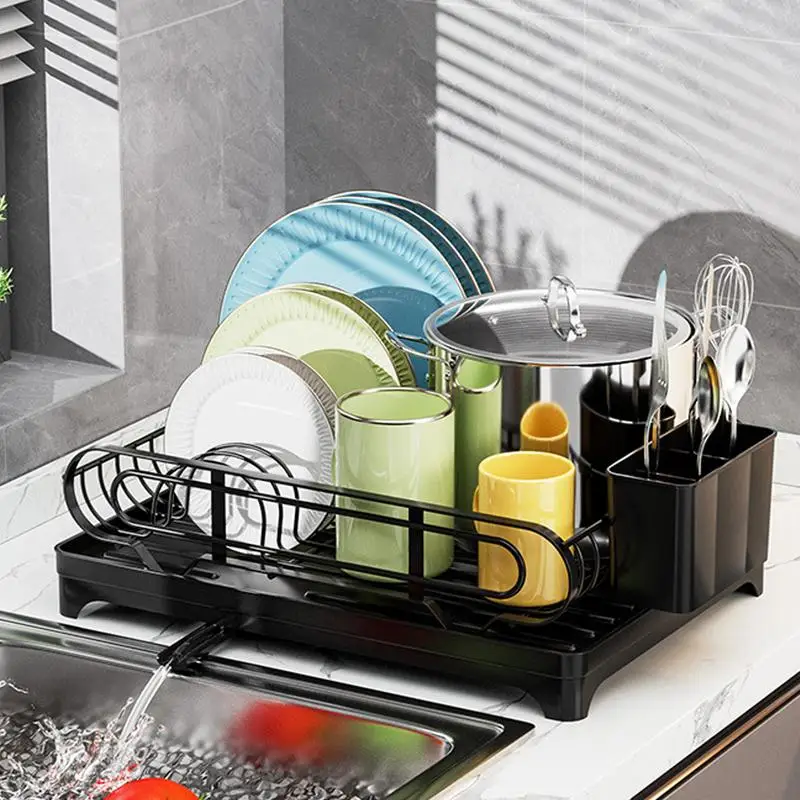 

Kitchen dish storage rack with drain board drying rack cutlery rack dish drain rack storage rack for kitchen tableware storage