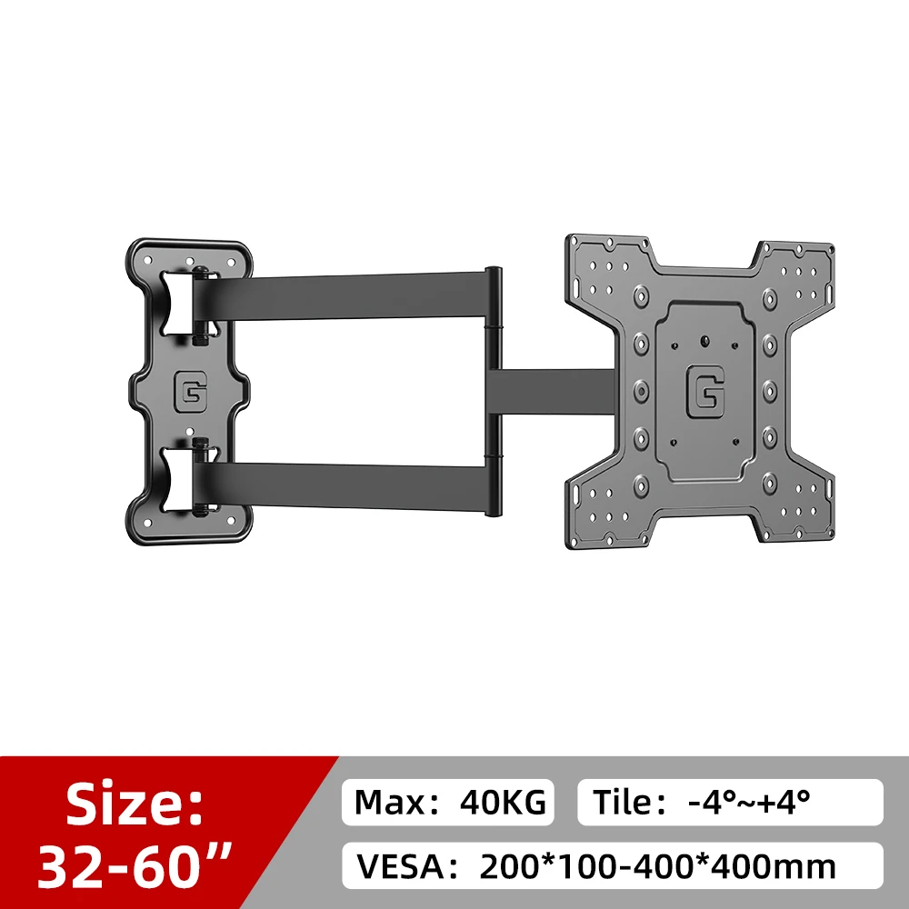 Full Motion TV Mount for Most 26–60 inch TVs up to 88 lbs, Wall Bracket with Tilt, Swivel, Max Extension 27