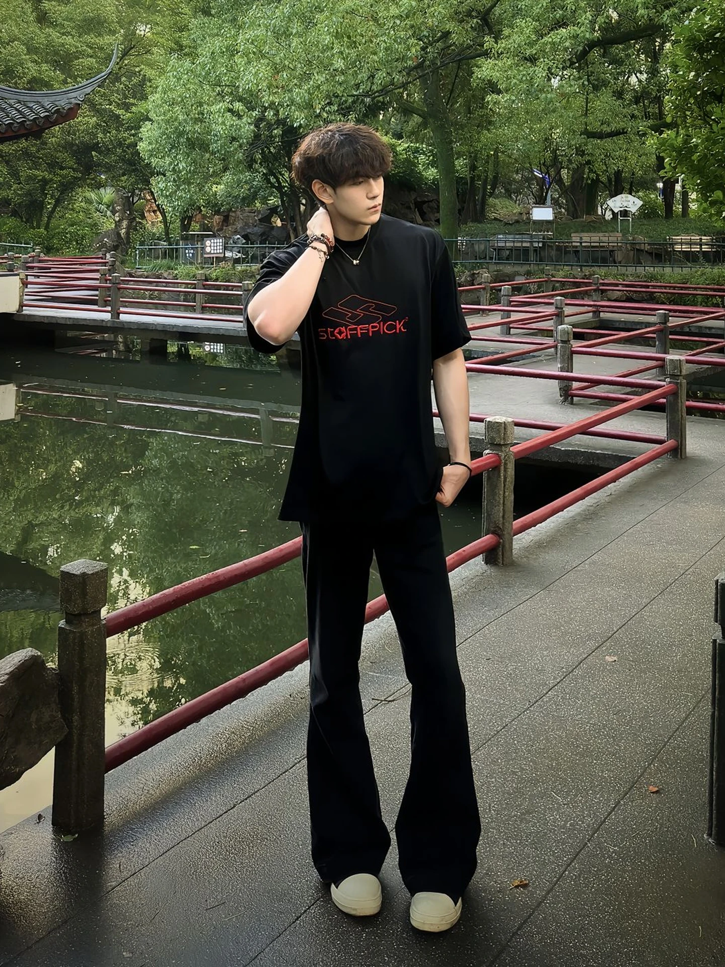 

Tian Pure Bla Men's Summer Thin Straight Leg Jeans High Waist Extended Length Flared Pants Faionable Casual Breathable