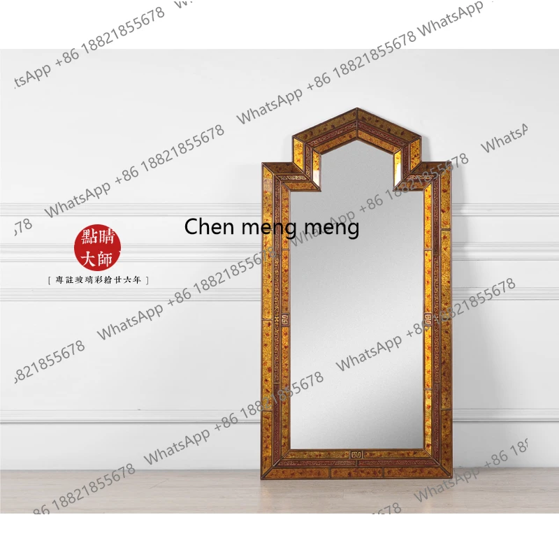 

Retro gold mix and match painted living room porch cabinet hanging mirror glass mirror dressing makeup mirror