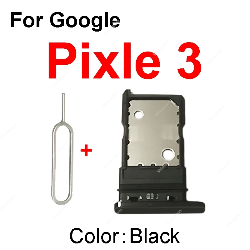 For Google Pixel 3 SIM Card Tray Replacement SIM Card Slot Holder with Metal Tray + Rubber Gasket for Pixel 3 XL Pixel 3a XL