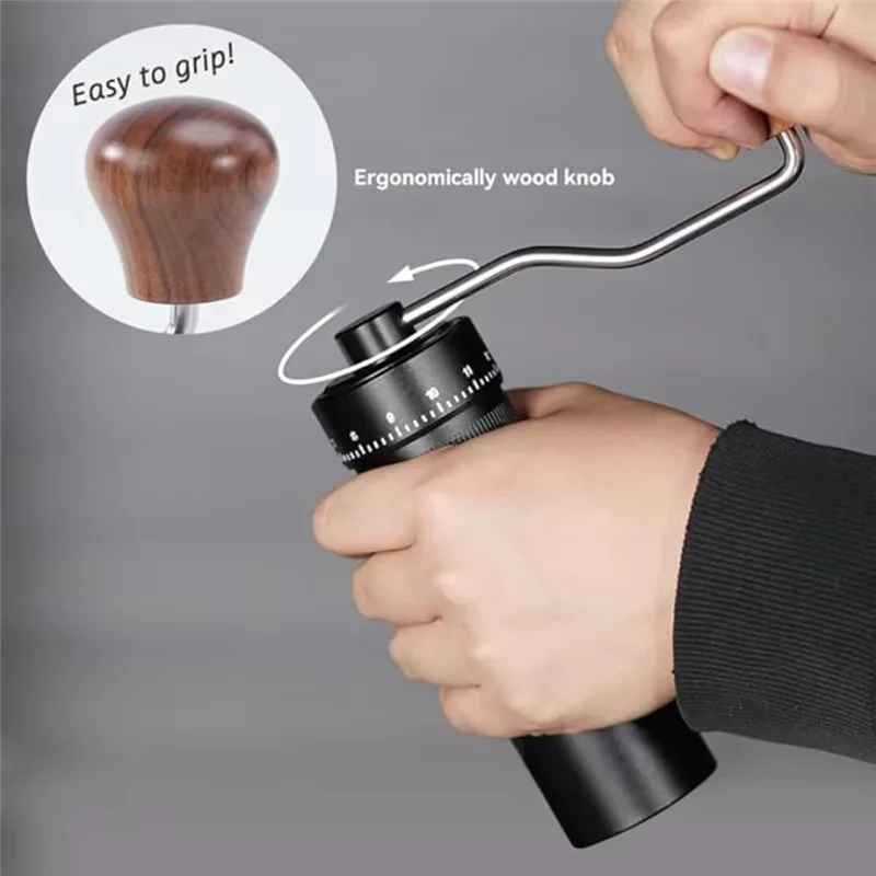 

AB11-Precision Scale Stainless Steel Conical Burr Coffee Grinder, Adjustable Manual Model For Home,Office Kitchen Use