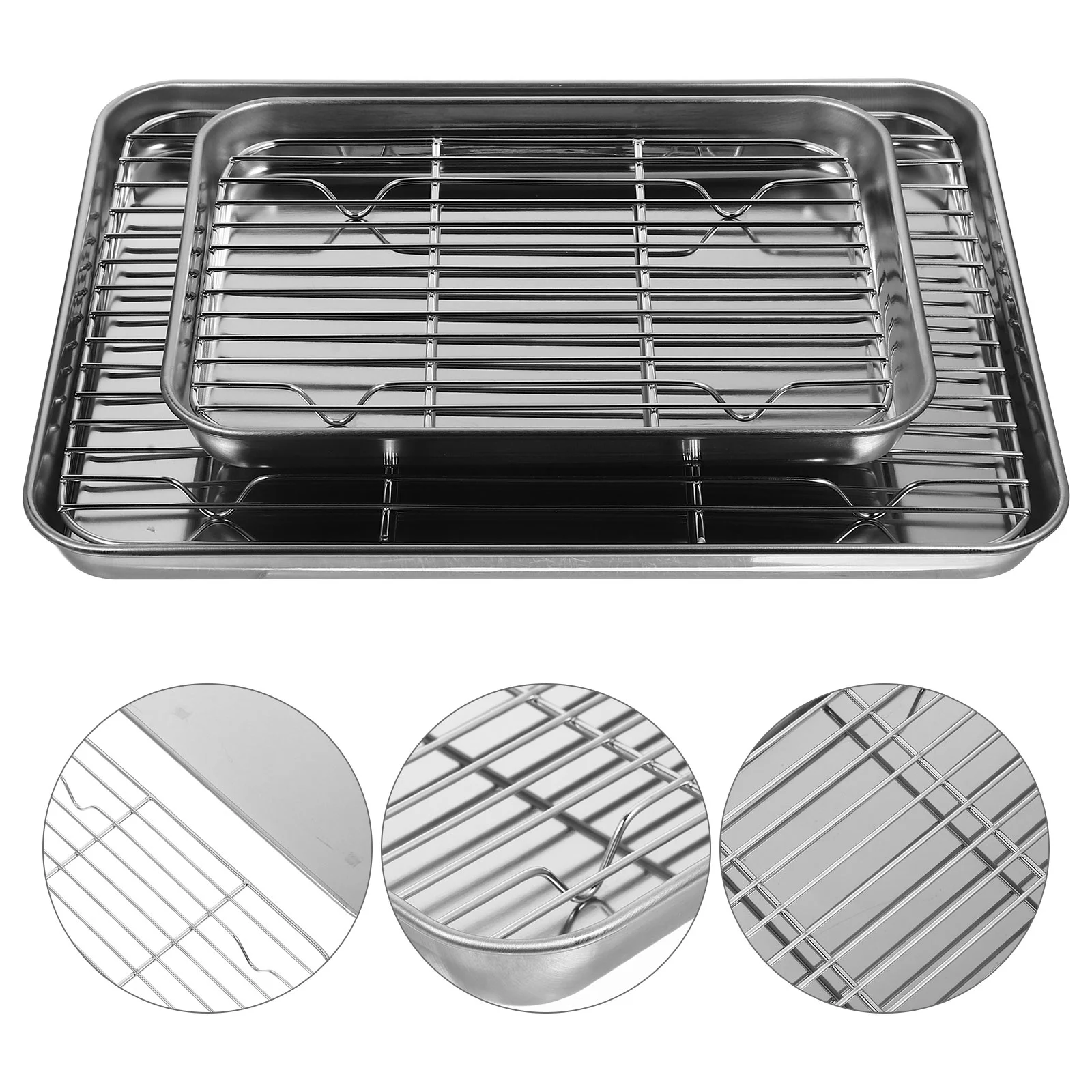 

2 Pcs Kitchen Sink Drain Basket Stainless Steel Drainer Toaster Oven Pans Trays Plates Tin Skillet