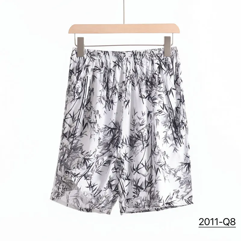 Pantalones cortos de popelina de talla grande XL a 6XL, ropa de casa con flores, pantalones cortos de playa sueltos informales