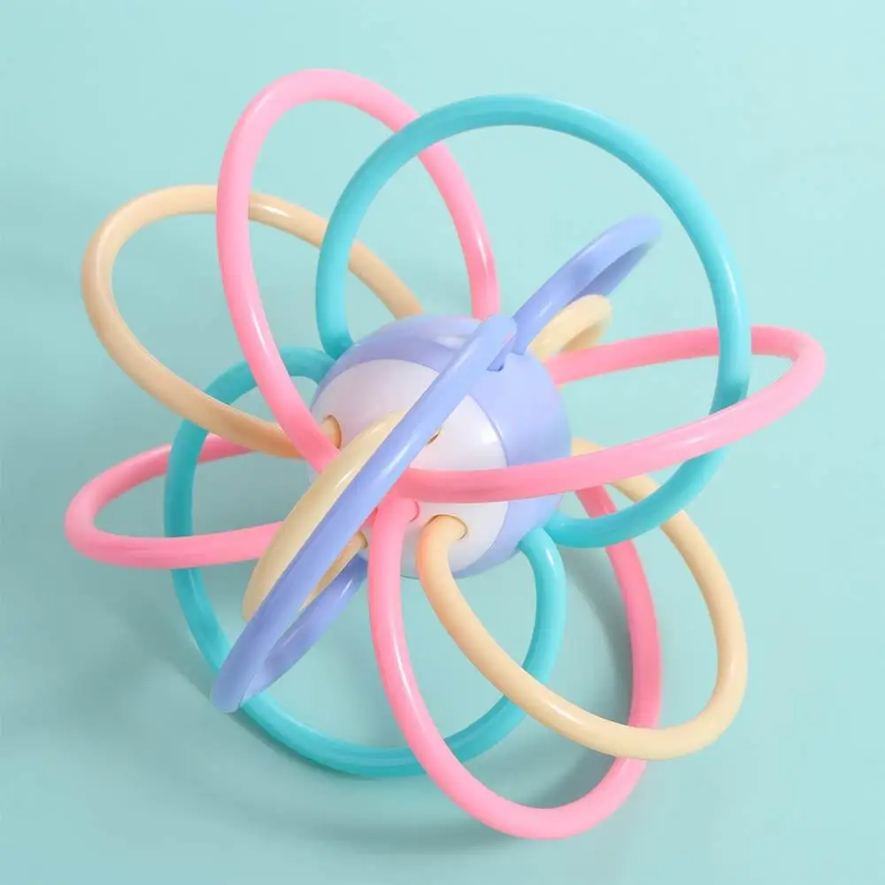 Silicone Sviluppare Dentizione Giocattolo Educativo Morbido Massaggiagengive e Sonaglio Giocattolo Morso Mano Sonaglio Massaggiagengive Manhattan Grab Ball Neonati