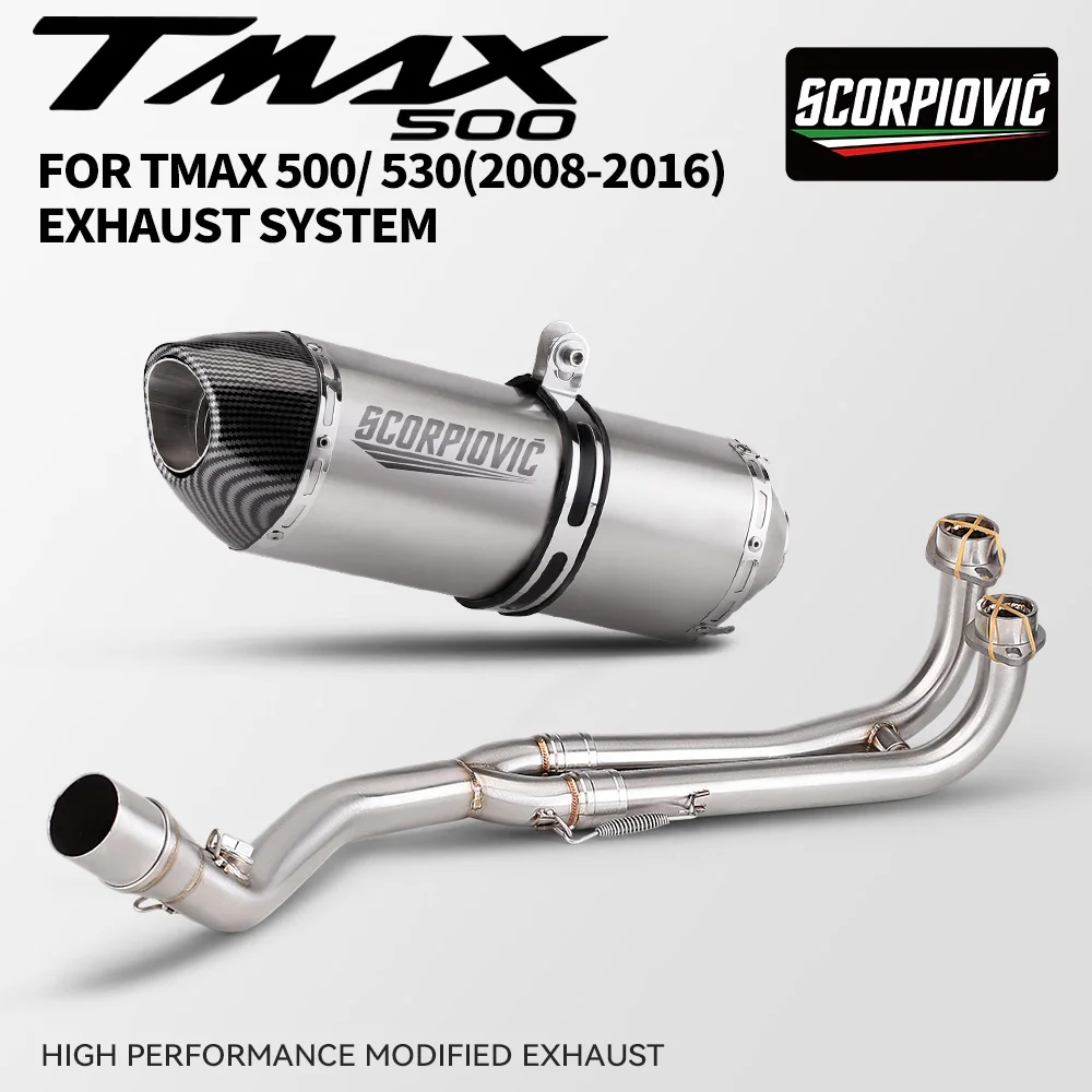 

for TMAX560 TMAX530 TMAX MAX R77 (2008-2016) motorcycle stainless steel front exhaust complete set 51mm