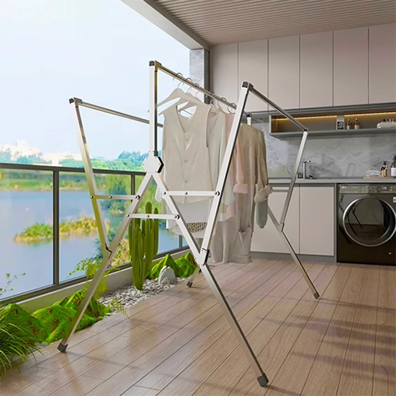 Folding Multiple Cloth Hanger Stand Floor Hanging Garment Clothes Rack Dryer Outdoor Burro Ropa Perchero Home Accessories