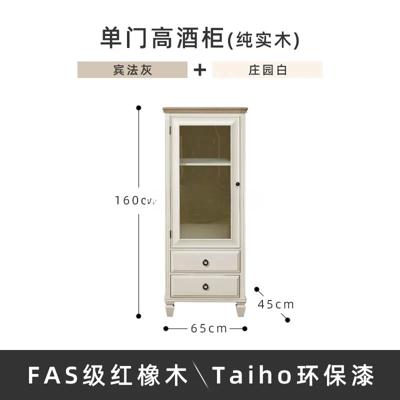 Pure Log TV Side Cabinet American Living Room Furniture Small Bookcase Advanced Gray White Color Matching