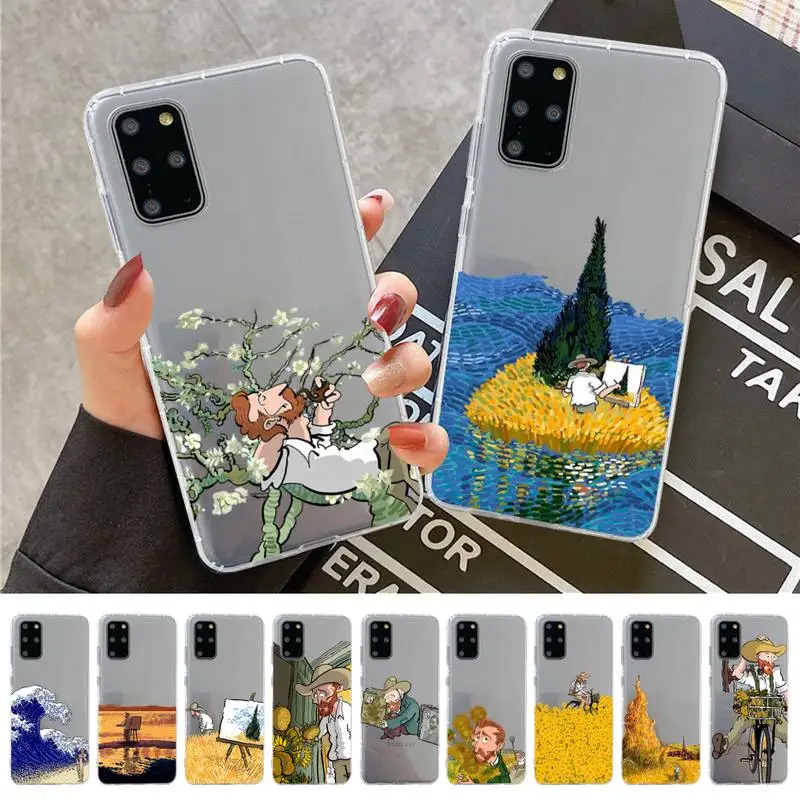 Anime Character Van Gogh Phone Case for Samsung S20 S10 lite S21 plus for Redmi Note8 9pro for Huawei P20 Clear Case