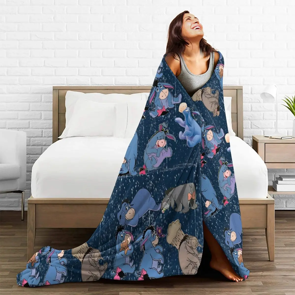 Eeyore Collages Blanket Eeyore Collages Soft Funny Plush Throw Blanket For Outdoor Camping Flannel Bedspread Bed Cover