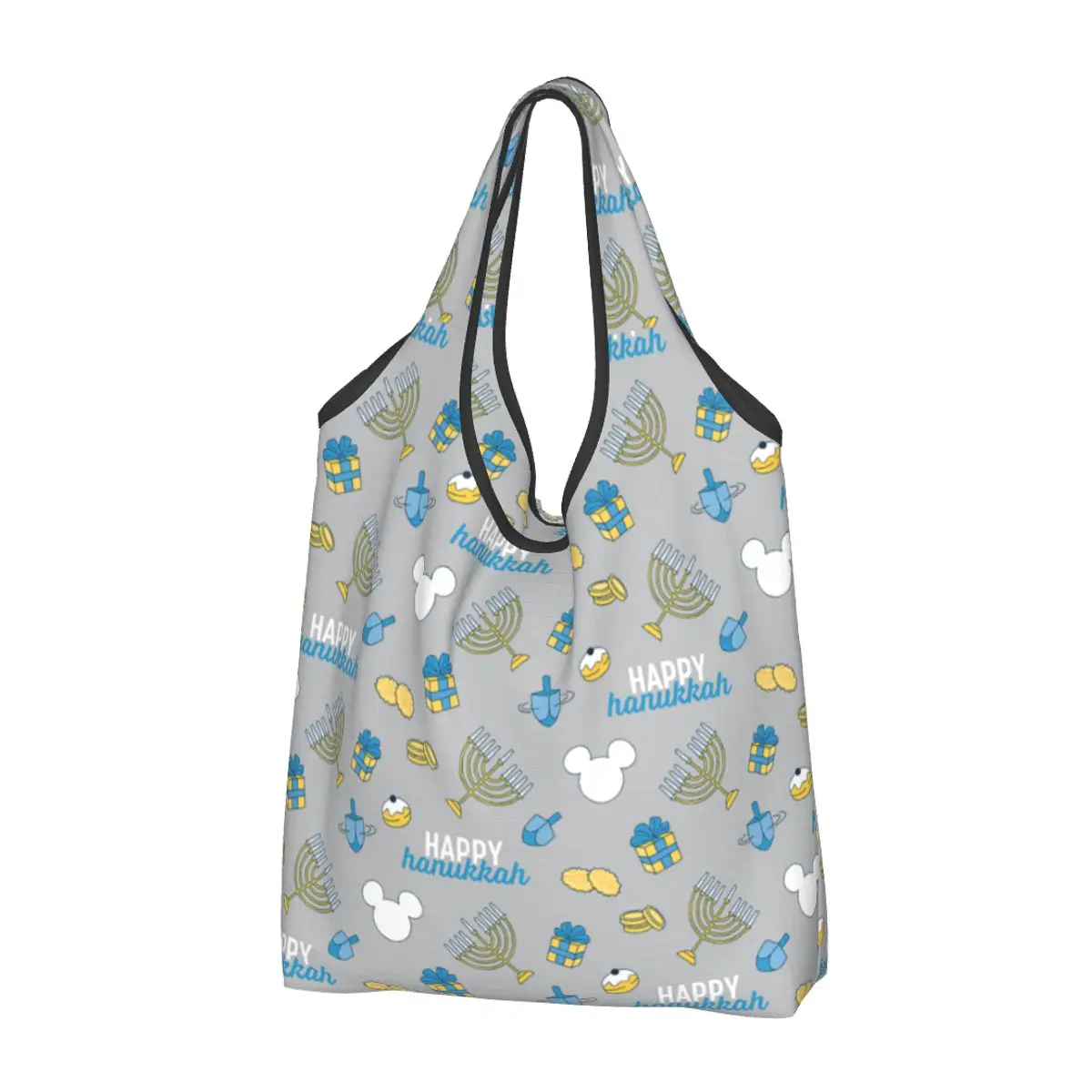 

Mickey Mouse Happy Hanukkah Reusable Shopping Grocery Bags Foldable 50LB Weight Capacity Eco Bag Eco-Friendly Eco-friendly