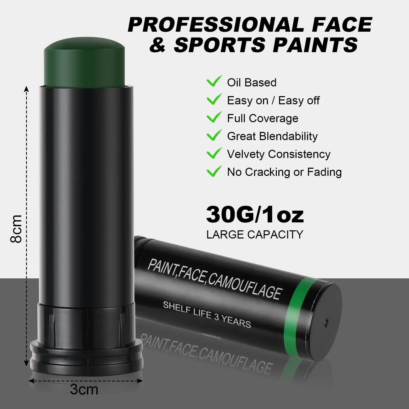 Barra pintura facial camuflaje tricolor impermeable fácil extracción - imagen 4