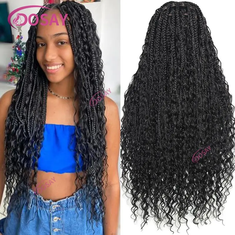 32 Inches Synthetic Full Lace Frontal Braided Wigs Knotless Braids Lace Wig for Black Women Transparent Lace Braiding Hair Wigs