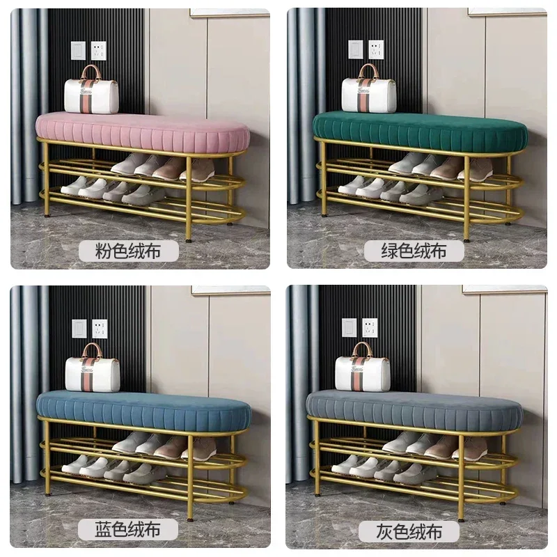 Luxurious Velvet Shoe Changing Stool with Cushion Multi-Size Shoe Rack for Entryways   Footwear Organizer