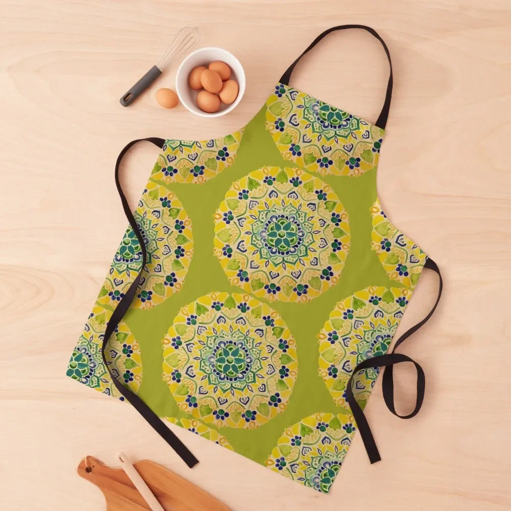 Yellow Mandala Apron japanese woman Waterproof Kitchen Woman Kitchen Chef kitchen woman Apron