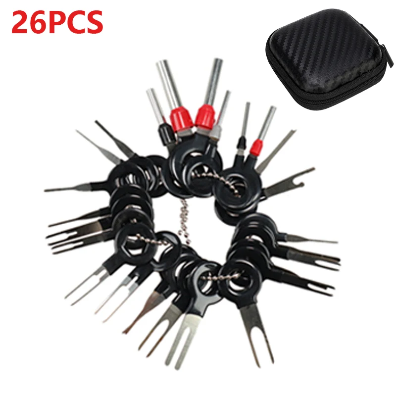 26/41pcs Car Terminal Ejector Kit Pin Removal Tool Set Automotive Electrical Stylus Wire Puller Tool Crimp Connector Extractor